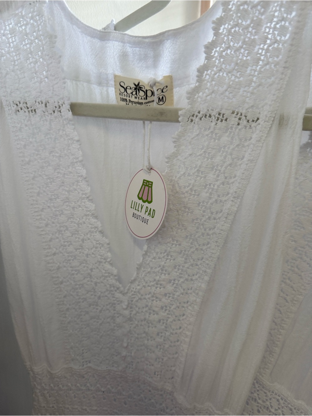 White 100% Peruvian cotton maxi dress- Lilly Pad Boutique